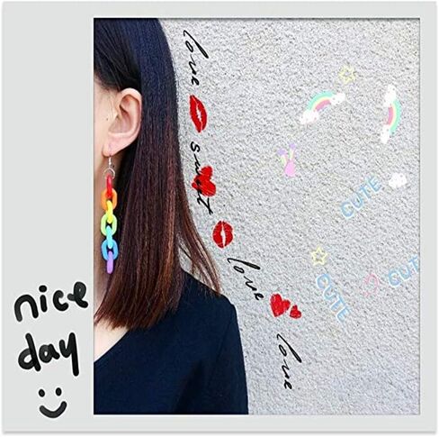 Chain Earrings Rainbow Resin Acrylic Earrings Cool Weird Transparent Color Earrings for Women Girls in Kuwait