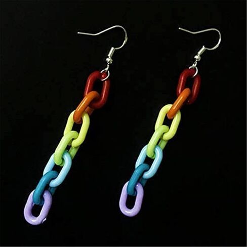 Chain Earrings Rainbow Resin Acrylic Earrings Cool Weird Transparent Color Earrings for Women Girls in Kuwait