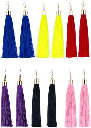 Charm Girls Long Tassel Drop Earrings Handmade Bohemia Tassel Earrings for Women in Saudi Arabia