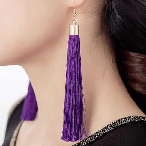 Charm Girls Long Tassel Drop Earrings Handmade Bohemia Tassel Earrings for Women in Saudi Arabia