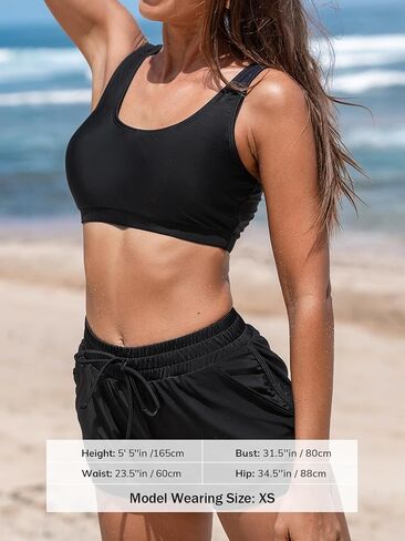 CUPSHE Women's Bikini Sets Two Piece Bathing Suit Boy Shorts Elastic Waist Scoop Neck Wide Straps Pocket in Saudi Arabia