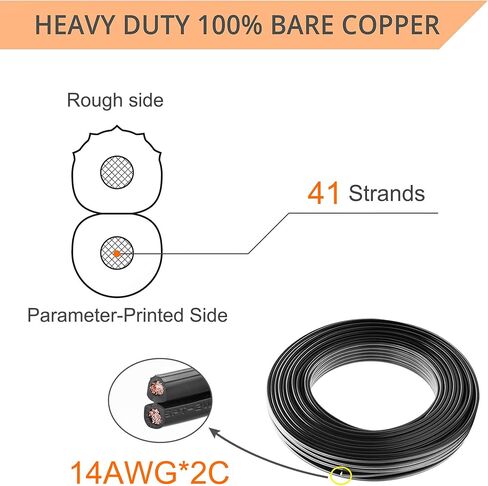 14/2 Low Voltage Landscape Wire, 14 Gauge Wire 2 Conductor 100 Feet, Low Voltage Wire, Outdoor Direct Burial Electrical Wire, Copper Wire in Kuwait