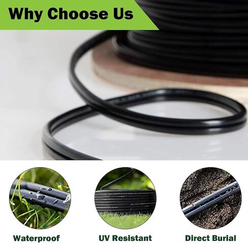 14/2 Low Voltage Landscape Wire, 14 Gauge Wire 2 Conductor 100 Feet, Low Voltage Wire, Outdoor Direct Burial Electrical Wire, Copper Wire in Kuwait