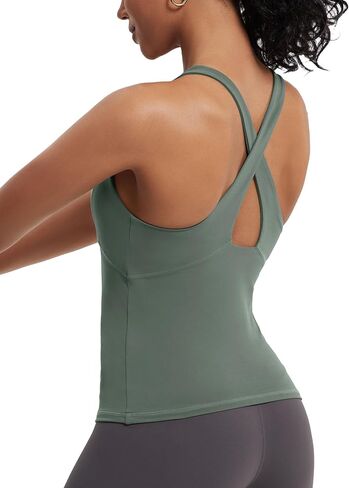 MathCat Womens Cross Back Workout Tank Tops-with Built in Bra, High Neck Athletic Yoga Gym Tank Tops in Saudi Arabia