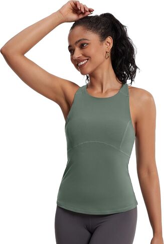MathCat Womens Cross Back Workout Tank Tops-with Built in Bra, High Neck Athletic Yoga Gym Tank Tops in Saudi Arabia