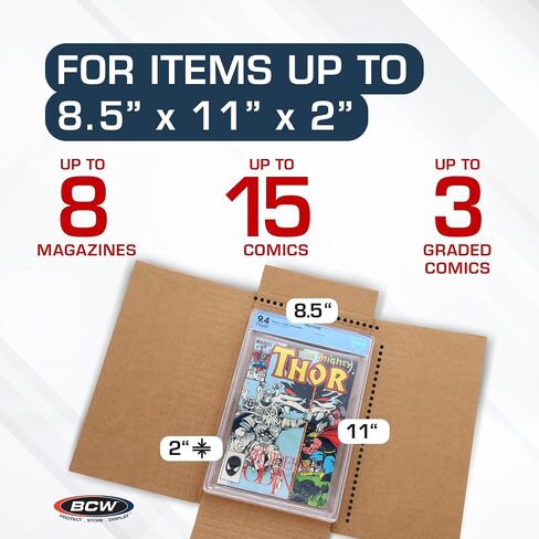 BCW Wrap Mailer Comic Shipping Boxes - 5ct | Holds 15 Comics, 3 CGC Graded Comics, 8 Magazines | Perfect Fit Mailing Boxes for Shipping Comics, Books, Magazines, Literature Mailers | Assembly Required in Saudi Arabia
