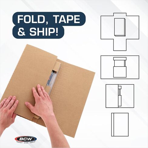 BCW Wrap Mailer Comic Shipping Boxes - 5ct | Holds 15 Comics, 3 CGC Graded Comics, 8 Magazines | Perfect Fit Mailing Boxes for Shipping Comics, Books, Magazines, Literature Mailers | Assembly Required in Saudi Arabia