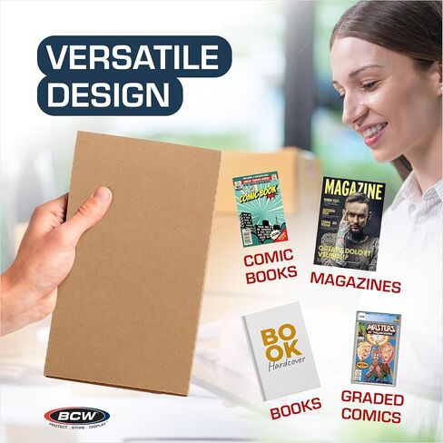 BCW Wrap Mailer Comic Shipping Boxes - 5ct | Holds 15 Comics, 3 CGC Graded Comics, 8 Magazines | Perfect Fit Mailing Boxes for Shipping Comics, Books, Magazines, Literature Mailers | Assembly Required in Saudi Arabia