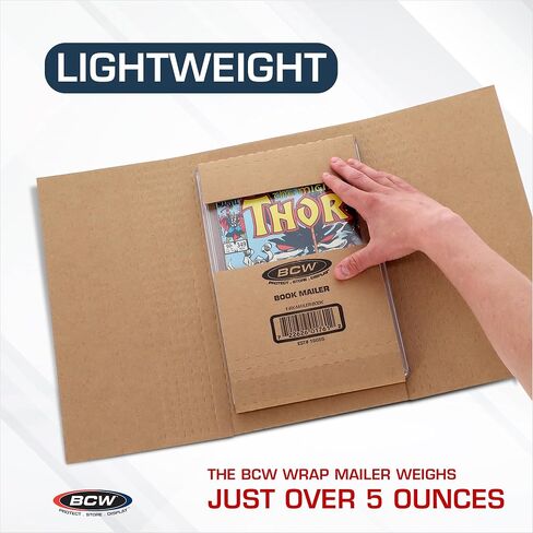 BCW Wrap Mailer Comic Shipping Boxes - 5ct | Holds 15 Comics, 3 CGC Graded Comics, 8 Magazines | Perfect Fit Mailing Boxes for Shipping Comics, Books, Magazines, Literature Mailers | Assembly Required in Saudi Arabia