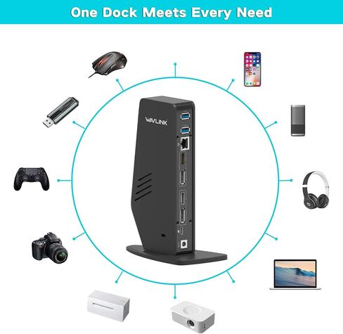 محطة إرساء USB3.1 Gen1 لأجهزة الكمبيوتر المحمول والكمبيوتر، محطة إرساء الكمبيوتر الشخصي، شاشة مزدوجة لشاشات متعددة فائقة الدقة، 2X 4K HDMI، 2X منافذ عرض، 2X منافذ USB-C، جيجابت إيثرنت، نظام التشغيل Windows أو Mac OS in Saudi Arabia