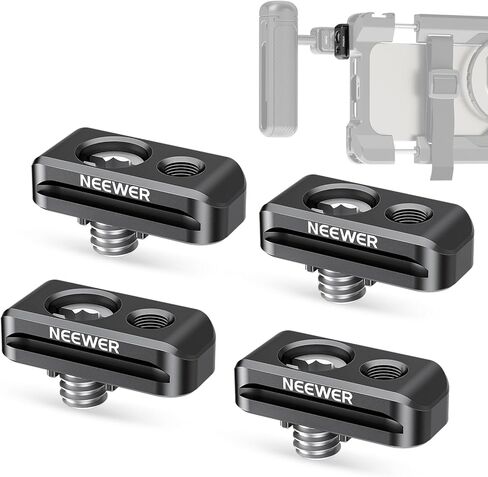 NEEWER Quick Release Plate Adapter (4 Pack) for Phone Cage for iPhone 15 Pro Max S24 Ultra, with 1/4" Screw and Pins, QR Slot for PA045 Side Handle/PA063 Arca Type Tripod Mount Base, PA064 in Saudi Arabia