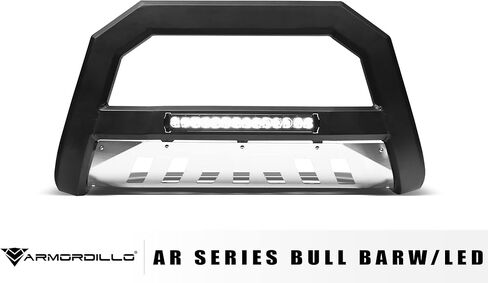 Armordillo 8716410 AR Series Aluminum Bull Bar with LED Light Bar - Matte Black with Aluminum Skid Plate Fits 2009-2018 Dodge Ram 1500/2019-2022 Classic in Saudi Arabia