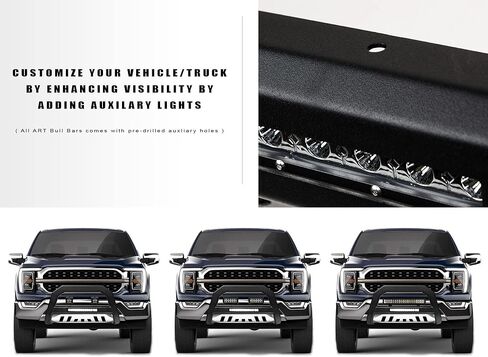 Armordillo 8716410 AR Series Aluminum Bull Bar with LED Light Bar - Matte Black with Aluminum Skid Plate Fits 2009-2018 Dodge Ram 1500/2019-2022 Classic in Saudi Arabia