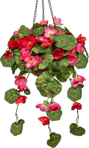 Briful 31 ½’’ Fake Flowers Hanging Basket, Pansy Artificial Flowers, Realistic Silk Spring Bloom Faux Flowers, 7 ⅞’’ Coconut Basket, for Home Farmhouse Balcony Outdoor Patio Garden Decor in Saudi Arabia