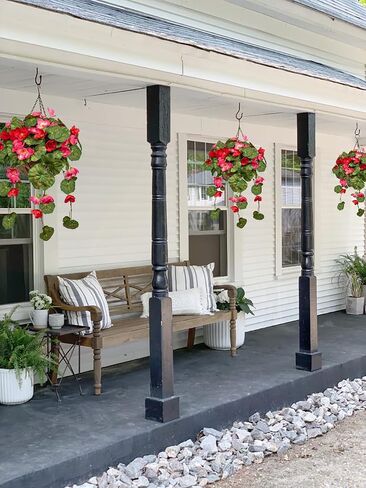 Briful 31 ½’’ Fake Flowers Hanging Basket, Pansy Artificial Flowers, Realistic Silk Spring Bloom Faux Flowers, 7 ⅞’’ Coconut Basket, for Home Farmhouse Balcony Outdoor Patio Garden Decor in Saudi Arabia
