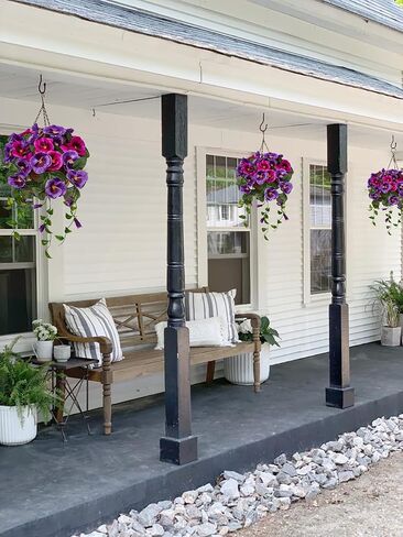 Briful 31 ½’’ Fake Flowers Hanging Basket, Pansy Artificial Flowers, Realistic Silk Spring Bloom Faux Flowers, 7 ⅞’’ Coconut Basket, for Home Farmhouse Balcony Outdoor Patio Garden Decor in Saudi Arabia