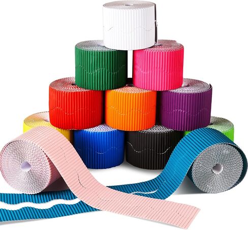 Harloon 6 Rolls 300 ft Scalloped Bulletin Board Borders Decorative Classroom Bulletin Board Trim Poster Decor for Teacher Students White Cork Wall Locker (6 Colors) in Saudi Arabia