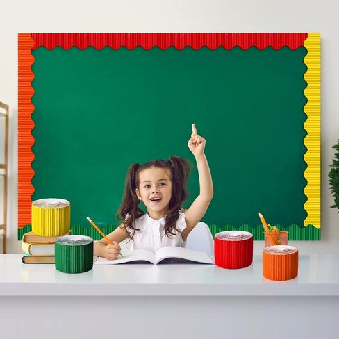 Harloon 6 Rolls 300 ft Scalloped Bulletin Board Borders Decorative Classroom Bulletin Board Trim Poster Decor for Teacher Students White Cork Wall Locker (6 Colors) in Saudi Arabia