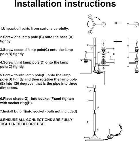 WOXXX Industrial Floor Lamp with White Fabric Shade Rustic Farmhouse Standing Lamp Modern Tree Floor Lamps for Living Room Bedrooms Office, Room Lamp Tall Lamps Corner Lamp Chrome（Bulbs Exclude） in Kuwait