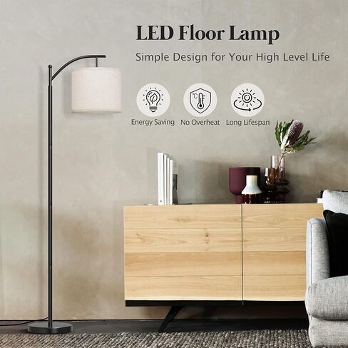 YIOU Floor Lamp, 3 Color Temperature LED Floor Lamps for Living Room Bedroom Office with Lamp Shade and 9W Bulb Included Standing Lamp, Modern Floor Lamp (Black) in Kuwait