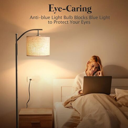 YIOU Floor Lamp, 3 Color Temperature LED Floor Lamps for Living Room Bedroom Office with Lamp Shade and 9W Bulb Included Standing Lamp, Modern Floor Lamp (Black) in Kuwait