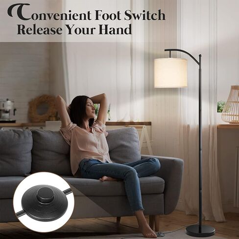YIOU Floor Lamp, 3 Color Temperature LED Floor Lamps for Living Room Bedroom Office with Lamp Shade and 9W Bulb Included Standing Lamp, Modern Floor Lamp (Black) in Kuwait
