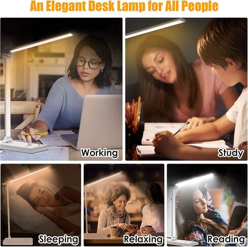 LED Desk Lamp, Eye-Caring Dimmable Table Lamps, Portable Office Lamp with USB Charging Port, 5 Lighting Modes, Timer Function, Touch Sensitive Control for Reading, Study, Working in Saudi Arabia