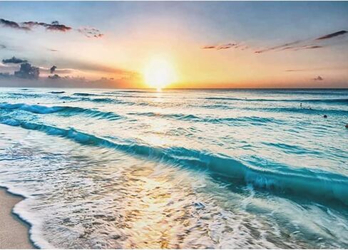 Lxmsja Beach Ocean Diamond Art Painting Kits for Adults, 5D DIY Full Drill Round Gems Arts and Crafts, Diamond Art Sunset for Gifts Leisure Wall Decoration 12X16inch in Saudi Arabia