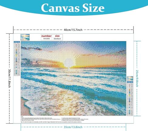 Lxmsja Beach Ocean Diamond Art Painting Kits for Adults, 5D DIY Full Drill Round Gems Arts and Crafts, Diamond Art Sunset for Gifts Leisure Wall Decoration 12X16inch in Saudi Arabia