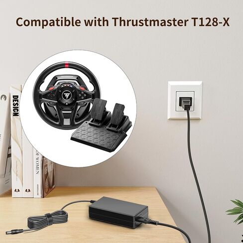 محول تيار متردد/تيار مستمر 18 فولت من KFD متوافق مع Thrustmaster T300 RS T300RS T248 T128-X T128 T128X T248 T248X T248-X عجلة السباق والدواسات المغناطيسية 4469027 6495643 4169097 + شاحن بطارية سلك إمداد الطاقة 18 فولت in Saudi Arabia