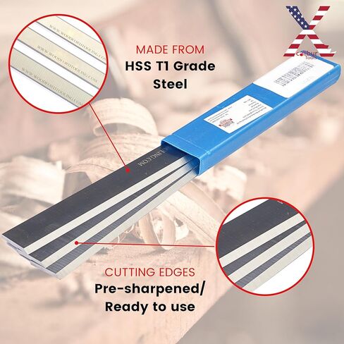 لسكاكين التوصيل Jet JJ-6 مقاس 6 × 5/8 × 1/8 بوصة تناسب أيضًا Freud C351 Jet JSL-6J، JJ-6CS، Powermatic 54A، Shopline 708904، Magnate PK0603T مجموعة سكاكين المسوي الصناعية من 3 قطع مصنوعة بواسطة Xcalibur Tooling in Saudi Arabia