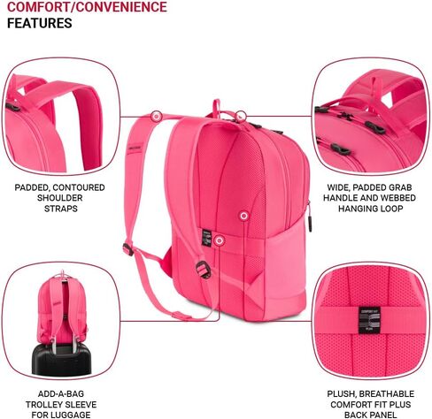 حقيبة ظهر للكمبيوتر المحمول سويس جير أورينيشن، وردي، 17 بوصة × 12 بوصة × 6 بوصة in Kuwait