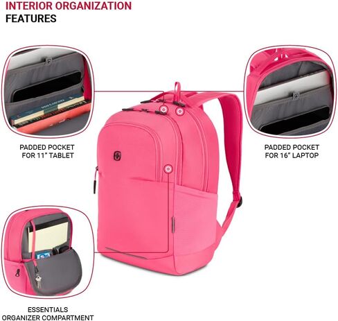 حقيبة ظهر للكمبيوتر المحمول سويس جير أورينيشن، وردي، 17 بوصة × 12 بوصة × 6 بوصة in Kuwait