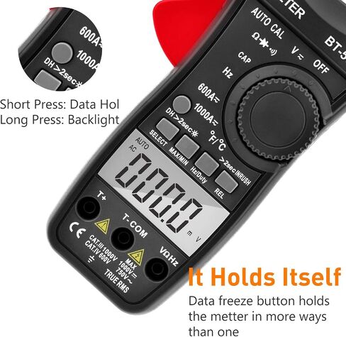 جهاز قياس التيار المتعدد من Inrush، BTMETER BT-570N TRMS 5999 عرض المشبك على مقياس أمبير لاختبار درجة حرارة الجهد الكهربائي AC/DC in Kuwait
