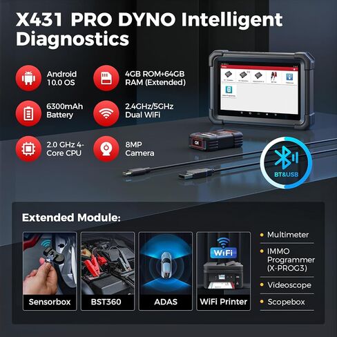 LAUNCH X431 Pro Dyno 2024 أداة مسح تشخيصية الكل في واحد لجميع السيارات، ترميز ECU تحكم ثنائي الاتجاه 38+ خدمات نظام كامل ماسح ضوئي obd2، CANFD DOIP، AutoAuth FCA SGW، IMMO، تحديث مجاني لمدة عامين in Saudi Arabia