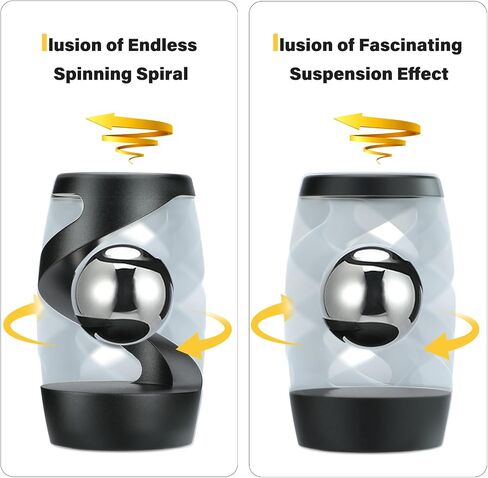 Kinetic Optical Illusion Toys, Kinetic Desktop Fidget Spinner Toys, Cool Gadget Desk Toy Fidget Toys Gift for Various Holidays, Kinetic Spinner Ball Relieve Stress Anxiety for Kids and Adults (Black) in Saudi Arabia
