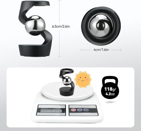 Kinetic Optical Illusion Toys, Kinetic Desktop Fidget Spinner Toys, Cool Gadget Desk Toy Fidget Toys Gift for Various Holidays, Kinetic Spinner Ball Relieve Stress Anxiety for Kids and Adults (Black) in Saudi Arabia