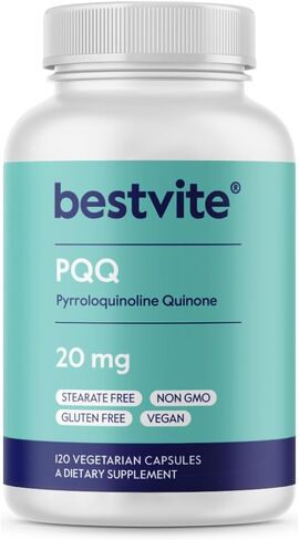 BESTVITE PQQ 20mg (Pyrroloquinoline Quinone) (120 كبسولة نباتية) - بدون ستيرات - نباتي - غير معدل وراثيًا - خالي من الغلوتين in Saudi Arabia