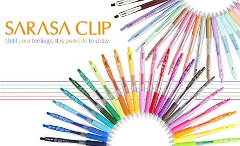 Zebra Sarasa Clip 0.3 Retractable Gel Ink Pen, Rubber Grip, 0.3 mm, 20 Color Ink, Sticky Notes Value Set in Saudi Arabia