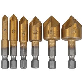 Veemoon Hex Shank Drill Bits, 6 Pieces Countersink Drill Bit Set Wood Panels Woodworking Drill Bits 90 Degree Drill Bit Hole Drill Hole Opener