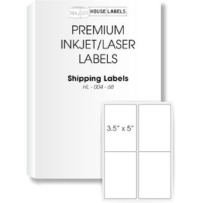 HOUSELABELS 4-up Shipping Labels (3-1/2" x 5") for Laser and Inkjet Printers, 400 Sheets