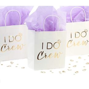 Andaz Press I Do Crew Gift Bags, Real Gold Foil In Bulk Set Of 12 Pack, Wedding Party DIY I Do Crew Bags With Handles, Team Bride Gift Bags, Bachelorette Party Ideas, Bridal Party