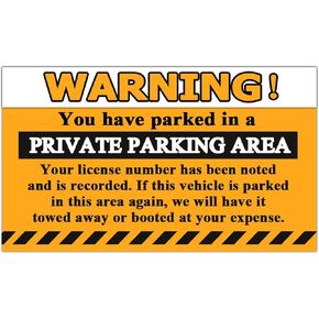Top label Warning Parking Violation Stickers,9x6 Inch Private Parking Stickers,You Have Parked in A Private Parking Area Sign,50 Pcs Per Pack