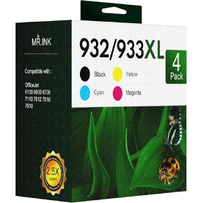 932XL 933XL Ink cartridges Combo Pack Compatible for HP 932XL 933XL 932 and 933 Ink cartridges Work Well for HP OfficeJet 6100 6600 6700 7110 7510 7612 7610 Printers (4 Pack)