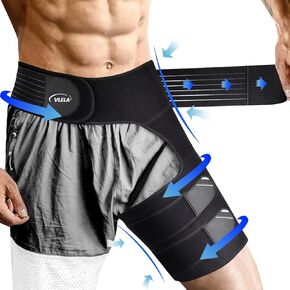 Hip Brace for Sciatica Pain Relief Devices ,Thigh Compression Wrap with Extra Sacroiliac Belt for for Sciatic Nerve Pain,Groin Pulled,Hamstring Strain, SI Joint Support Stabilizer for Men Women Right/Left Leg (RIGHT LEG, S/M)