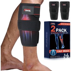 FEATOL Calf Brace, Adjustable Shin Splint Brace, Calf Compression Wraps For Women Men, Leg Braces Calf Support Middle M (14-16.5") 1PC, Pain Relief, Strain, Reduces Muscle Swelling, Tearing, Hiking