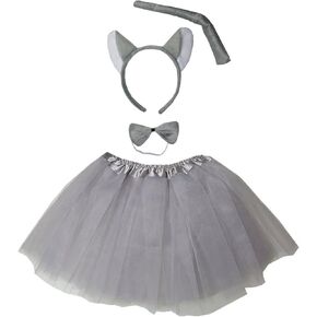 Kirei Sui Kids Animal Gray Wolf Ears Headband Bowtie Tail & Tutu Costume
