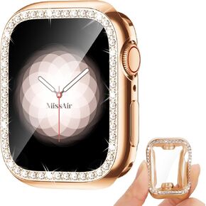 Missair Soft TPU Bling Case Compatible for Apple Watch Case 41mm Series 9/8/7 with Screen Protector, Glitter Crystal Diamond Lightweight Cover Soft TPU All-Around Protective Case for iWatch 41mm