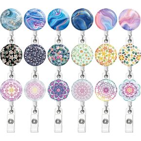 18 Pack Badge Holder Retractable Cute Nursing Badge Reel with Sturdy Belt Clip Decorative Retractable Badge Reel Clip