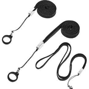 Shappy 3 Anti-lost Necklace Lanyard Black with Anti-lost Silicone Rubber Ring, Silicone Rubber Pen Lanyard Holder